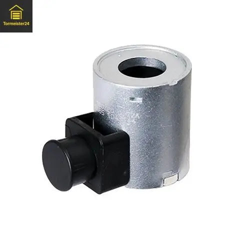 Hydraulikaggregat einer Ladebrücke mit Magnetspule am Hydraulikventil und Vergleich von Ø13 mm HY V1, Ø19 mm HY V2 und Ø22 mm zur richtigen Ersatzteil-Auswahl.