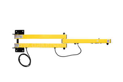 Brite Lite DM230 industriële docklamp met twee beweegbare stalen armsegmenten en versterkte wandbeugels