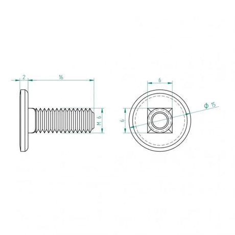 Flachkopf Schlossschraube M6 x 16 - Tormeister24Flachkopf Schlossschraube M6 x 16