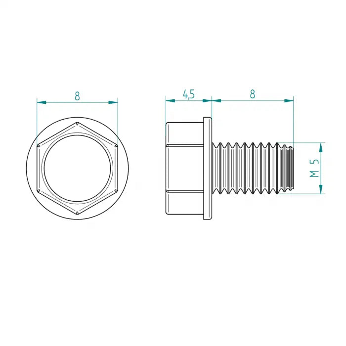 Gewindefurchende Schraube M5 x 8 Kopf 8 Schweighöfer Tore