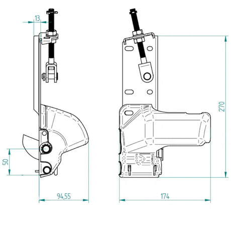 justierbare seilbruchsicherung rechts