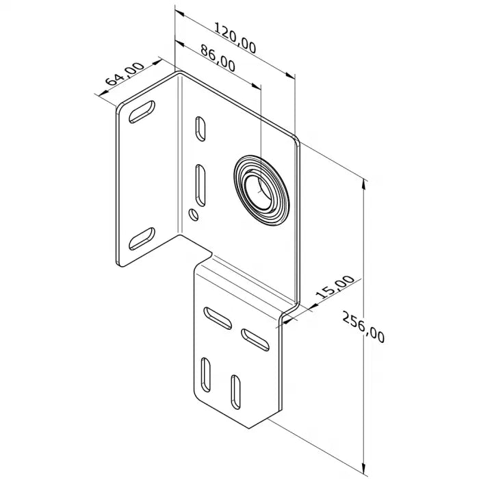 Industrie Seitenlagerplatte rechts 86 mm für Sektionaltore