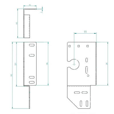 Seitenlagerkonsole offen 111 mm/Z25 Links Zeichnung
