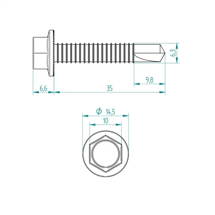 Bohrschraube 6.3 mm für Torbefestigung