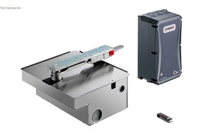 Unterflur-Drehtorantrieb twist UG aus Edelstahl im Boden montiert