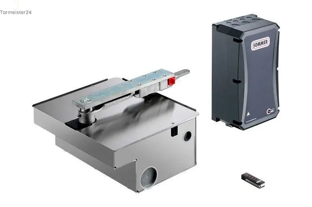 Unterflur-Drehtorantrieb twist UG aus Edelstahl im Boden montiert