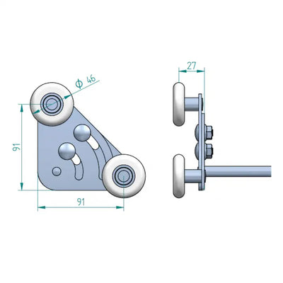 Tandem Laufrolle justierbar kurz 11 mm
