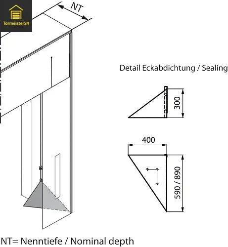 Torabdichtung Eckkissen Dreieck 400x590 mm