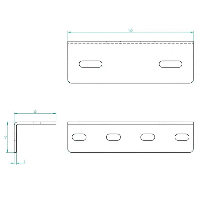 Winkel Seitenlagerkonsole Rohr 3 mm Zeichnung